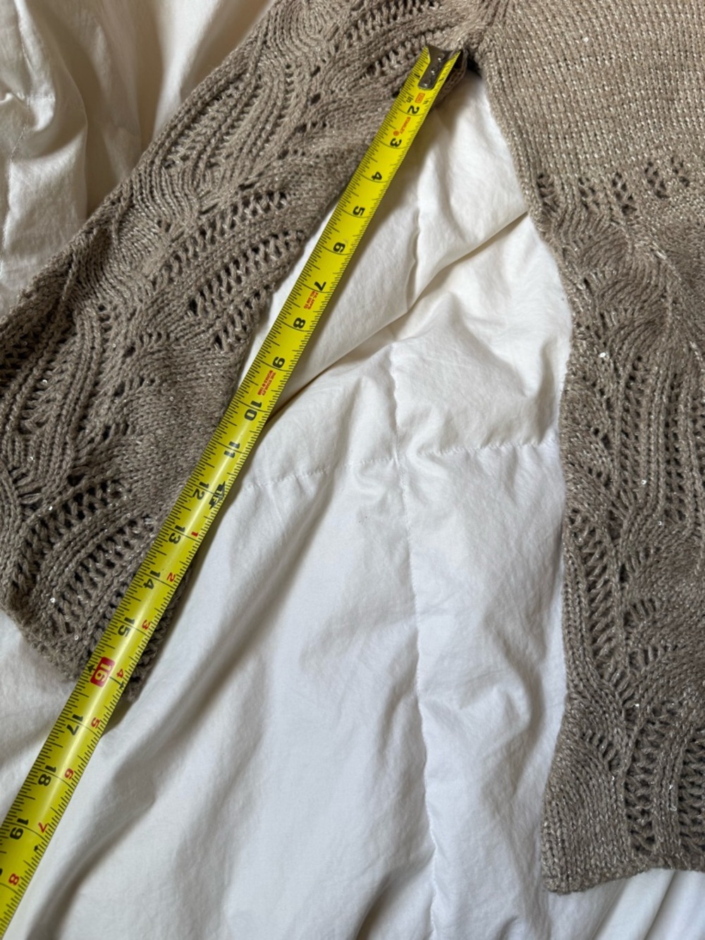 INC International Concepts Taupe Knit V-Neck Sweater with sequin detail - Picture 4 of 7